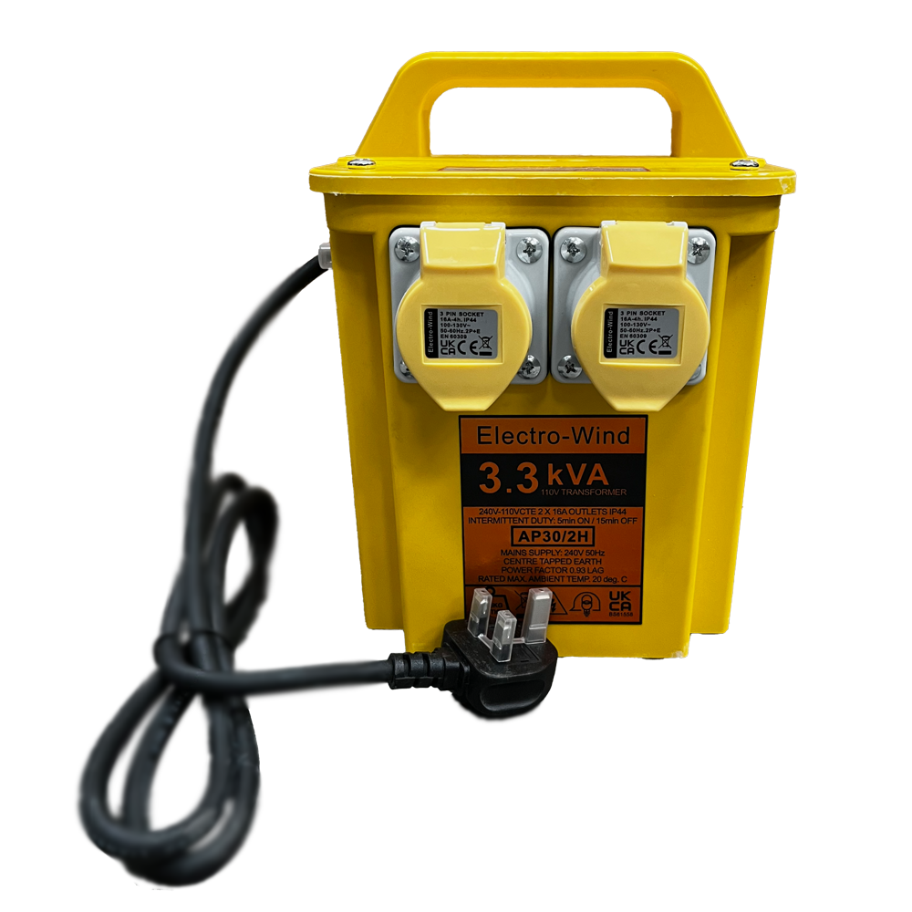 Electro-Wind 3.3kva Power Tool Transformer 110v With 2x 16a Sockets - Clips & Threads