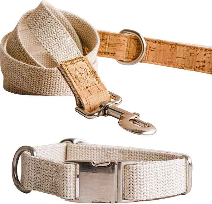 Sustainable Dog Collar and Lead Set – 100% Natural Hemp Collar and Lead